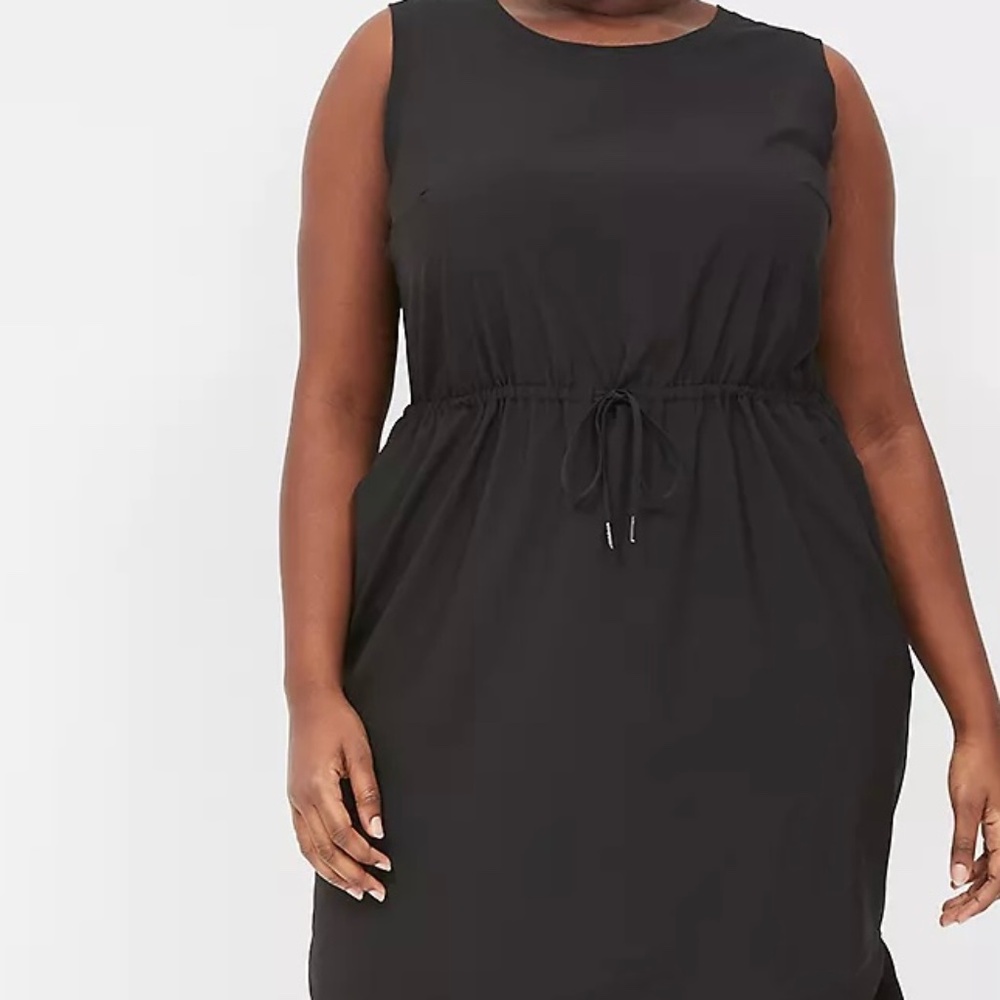 Easywear Chicos Size 1 Sleeveless Mini Dress Drawstring Waist  Plus Size Curvy